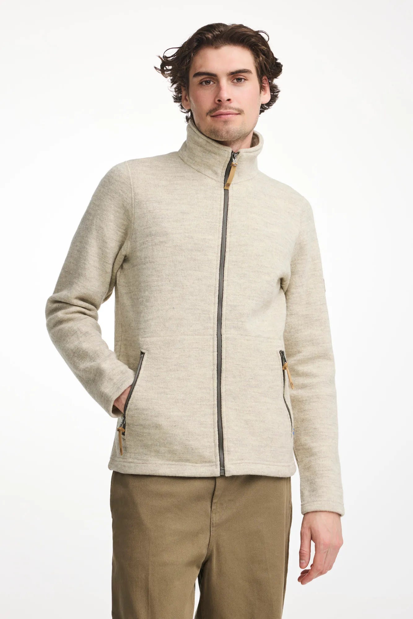 NLS Sap full zip, 100% undyed wool – Ivanhoe of Sweden