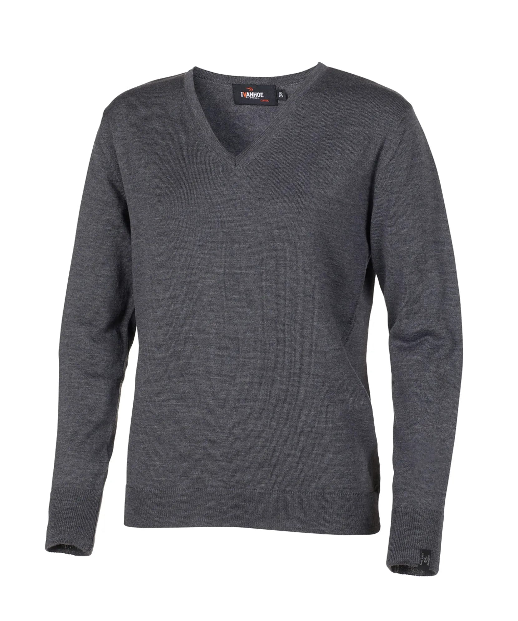 MERINO V - NECK FEMALE, 100% EXTRA FINE MERINOULL — GREY - Ivanhoe of Sweden