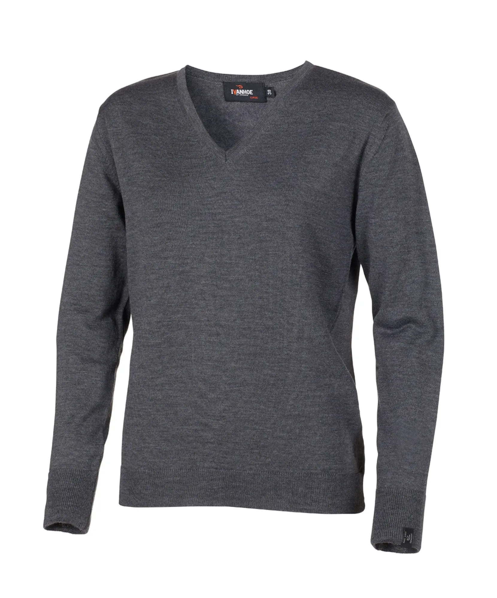 MERINO V - NECK FEMALE, 100% EXTRA FINE MERINOULL — GREY - Ivanhoe of Sweden