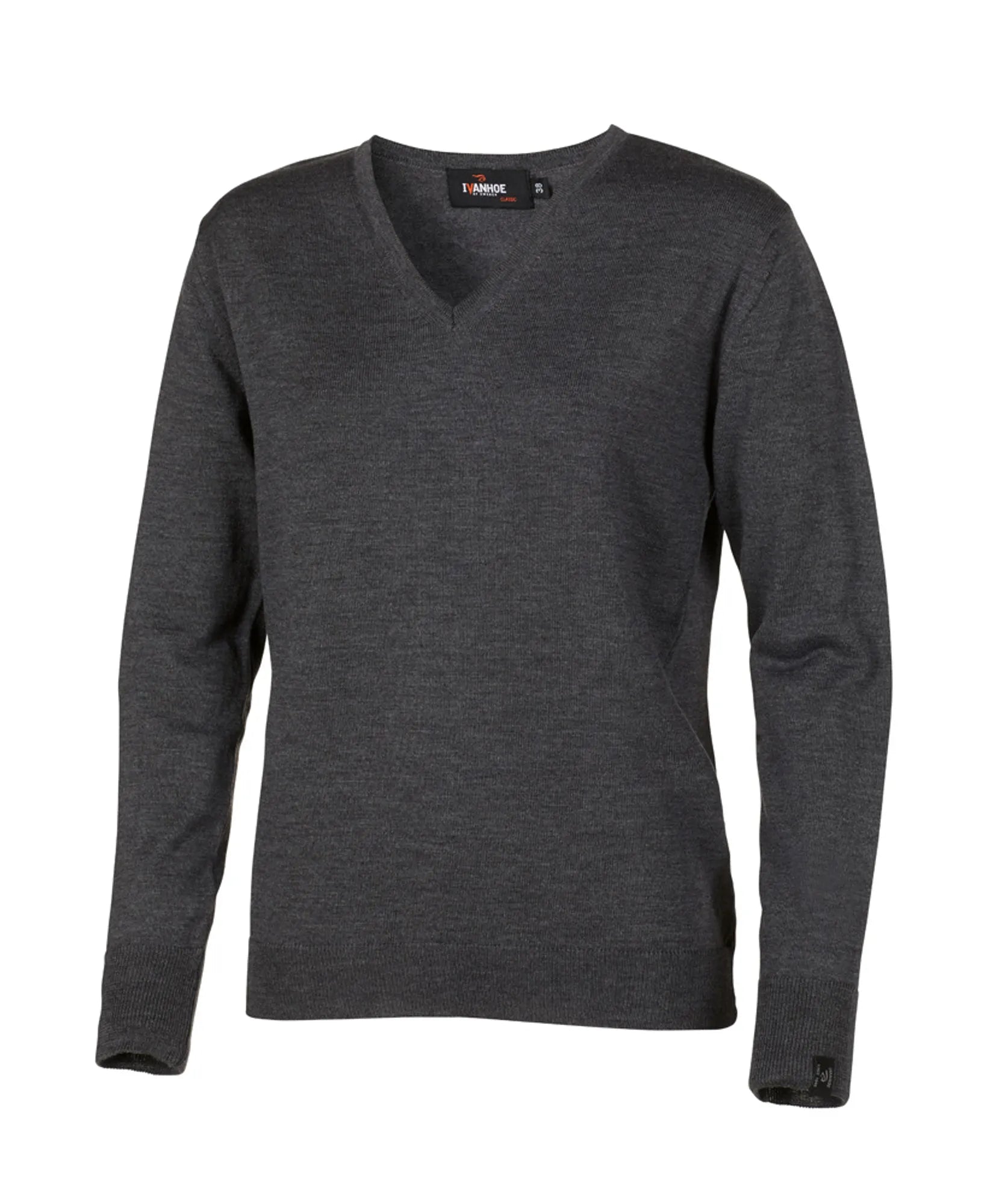 MERINO V - NECK FEMALE, 100% EXTRA FINE MERINOULL — GRAPHITE MARL - Ivanhoe of Sweden