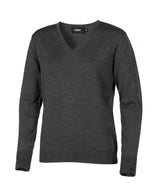 MERINO V-NECK FEMALE,  100% MERINO WOOL EXTRAFINE — GRAPHITE MARL