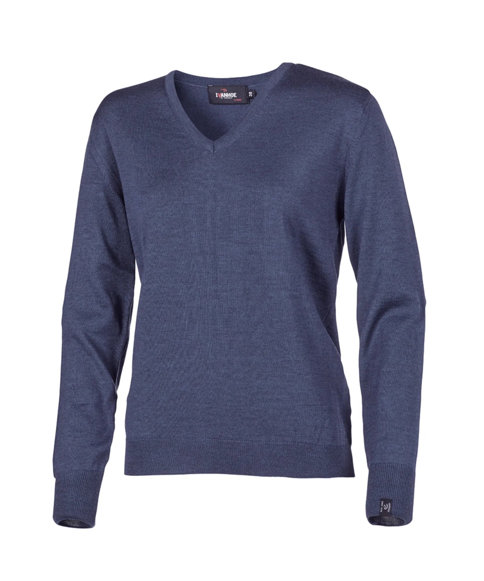 MERINO V - NECK FEMALE, 100% EXTRA FINE MERINOULL — STEELBLUE - Ivanhoe of Sweden