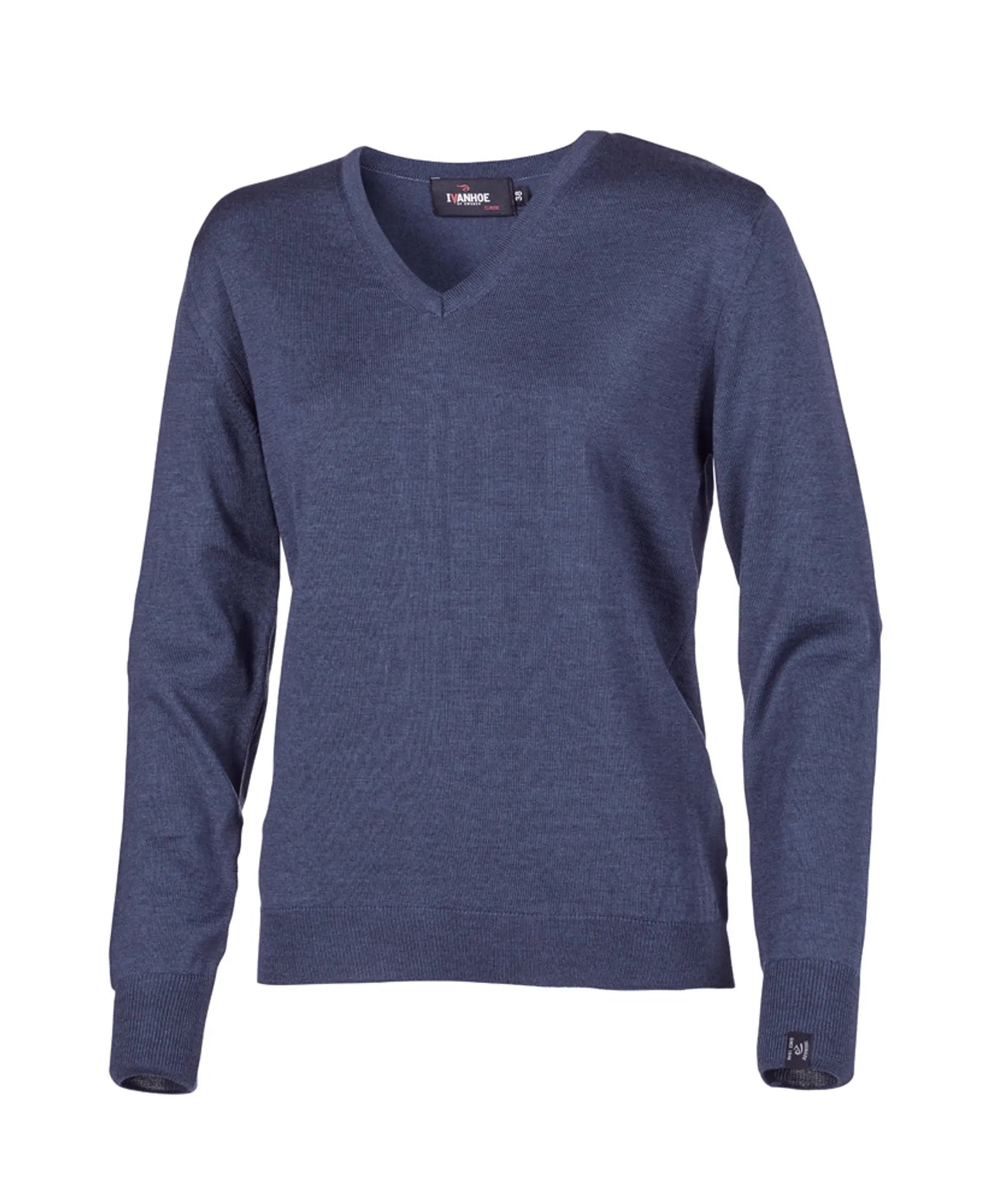 MERINO V - NECK FEMALE, 100% EXTRA FINE MERINOULL — STEELBLUE - Ivanhoe of Sweden
