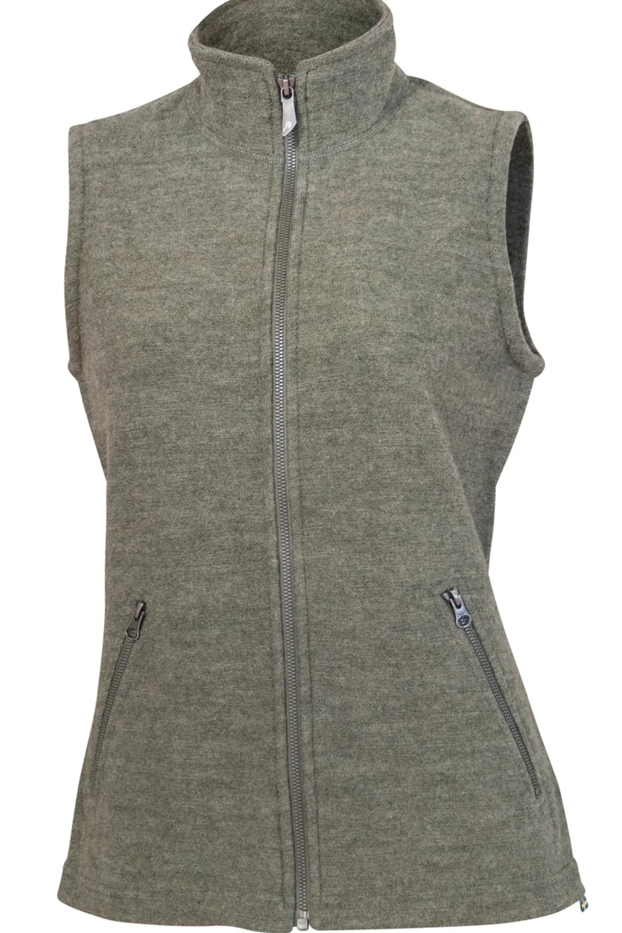 FLORA VEST, 60% FILTAD ULL, 40% LYOCELL — LICHEN GREEN - Ivanhoe of Sweden
