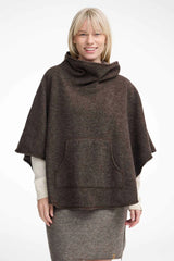 NLS HUMLA PONCHO, 100 % UFARVET ULD — CHOCOLATE