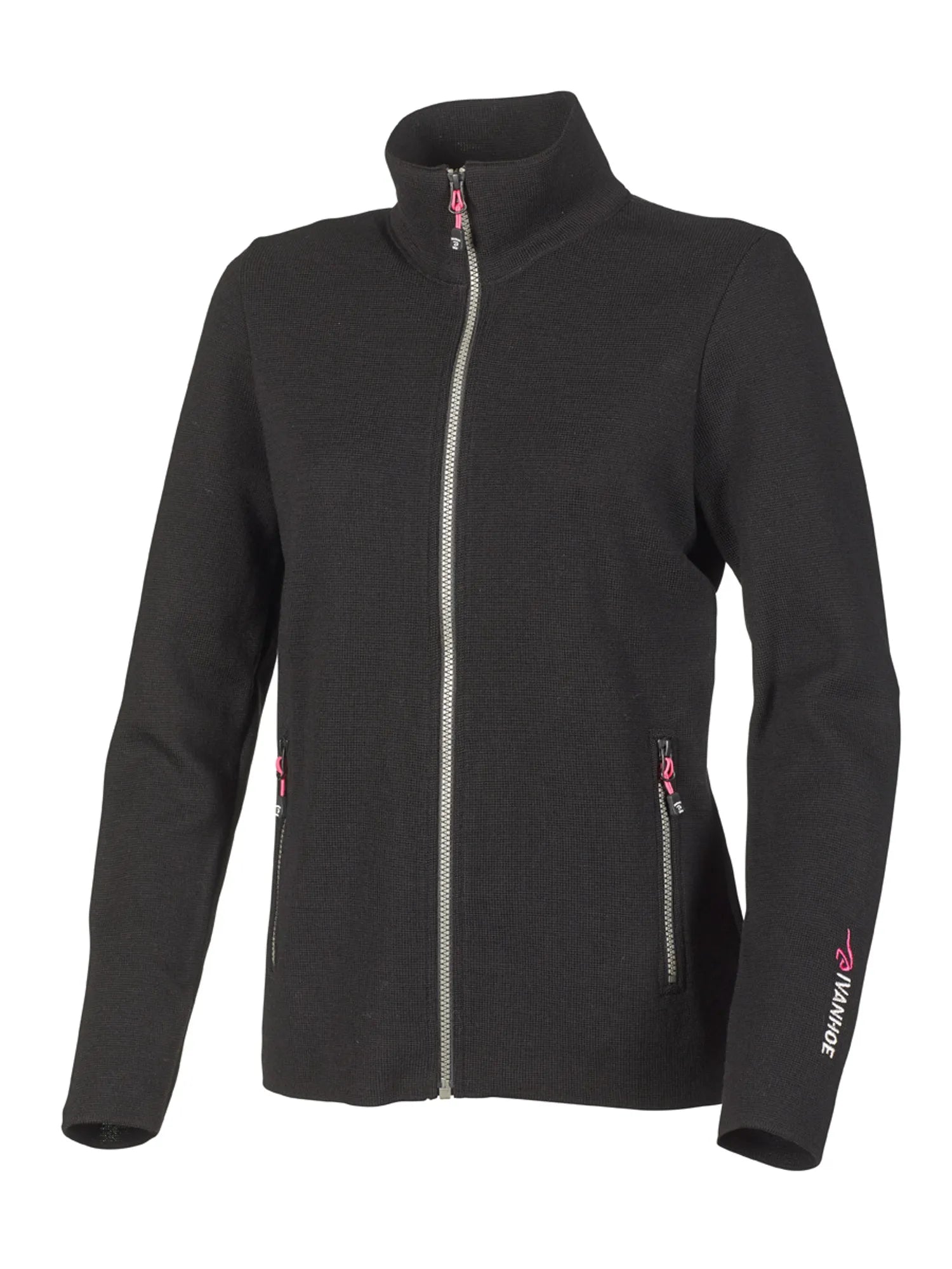 HEDDA FULL ZIP, 100% EXTRA FINE MERINOULL — BLACK - Ivanhoe of Sweden