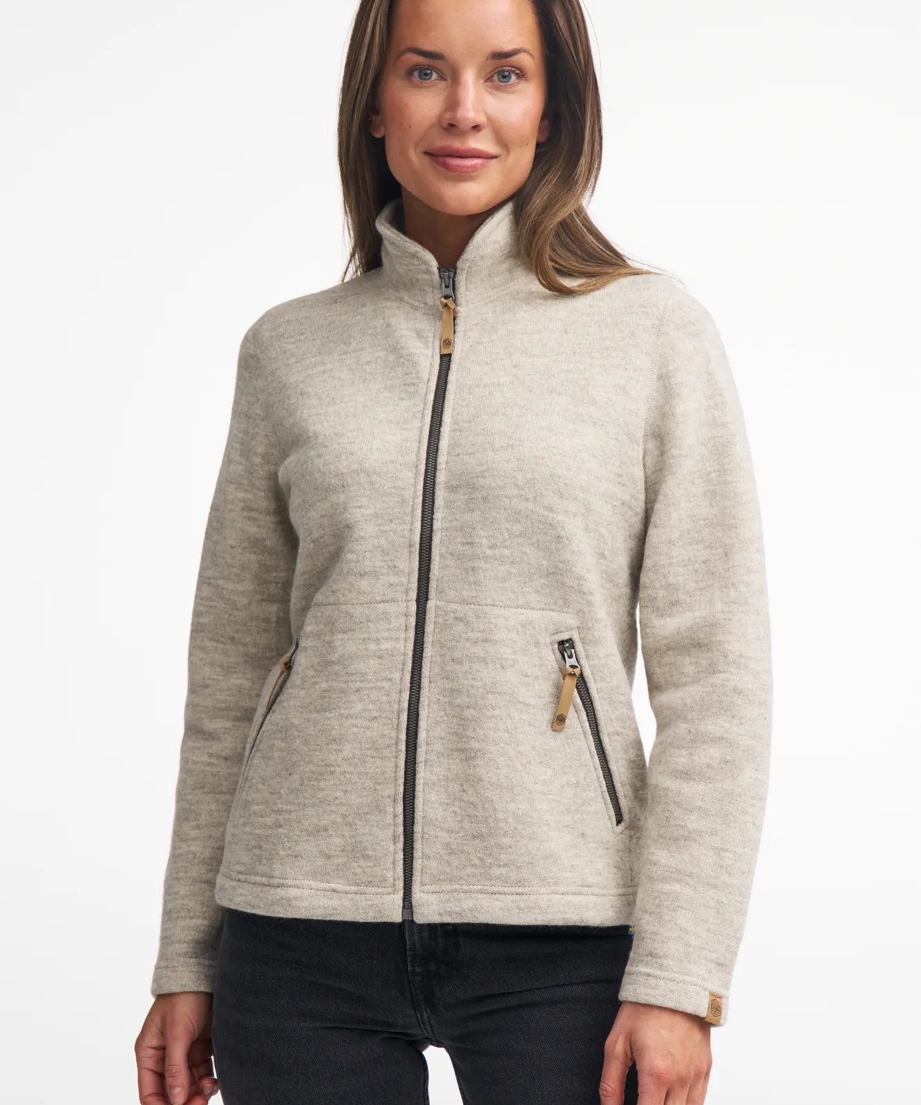 NLS TWIG FULL ZIP, 100% OFÄRGAD ULL — BIRCH - Ivanhoe of Sweden