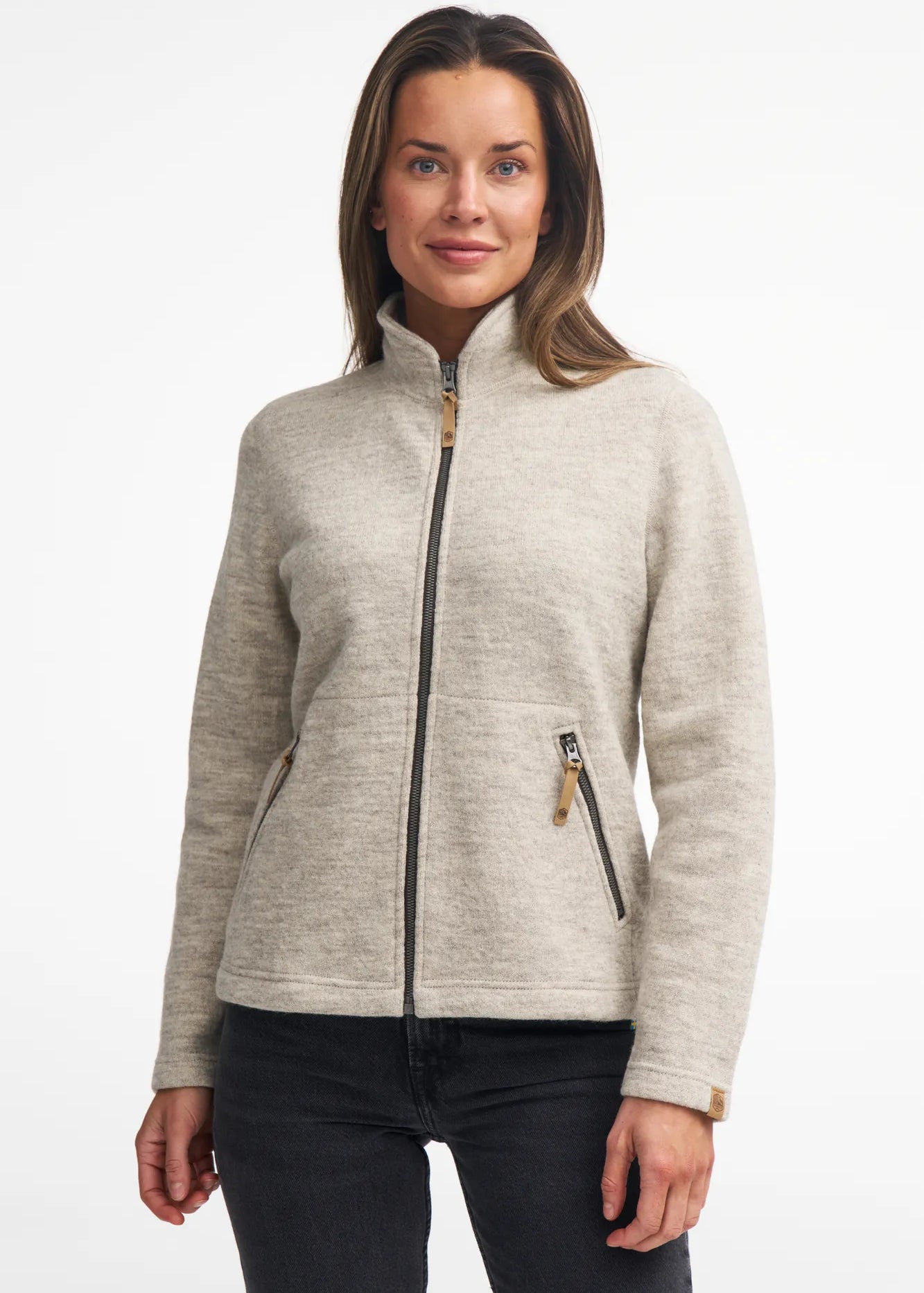 NLS TWIG FULL ZIP, 100% OFÄRGAD ULL — BIRCH - Ivanhoe of Sweden