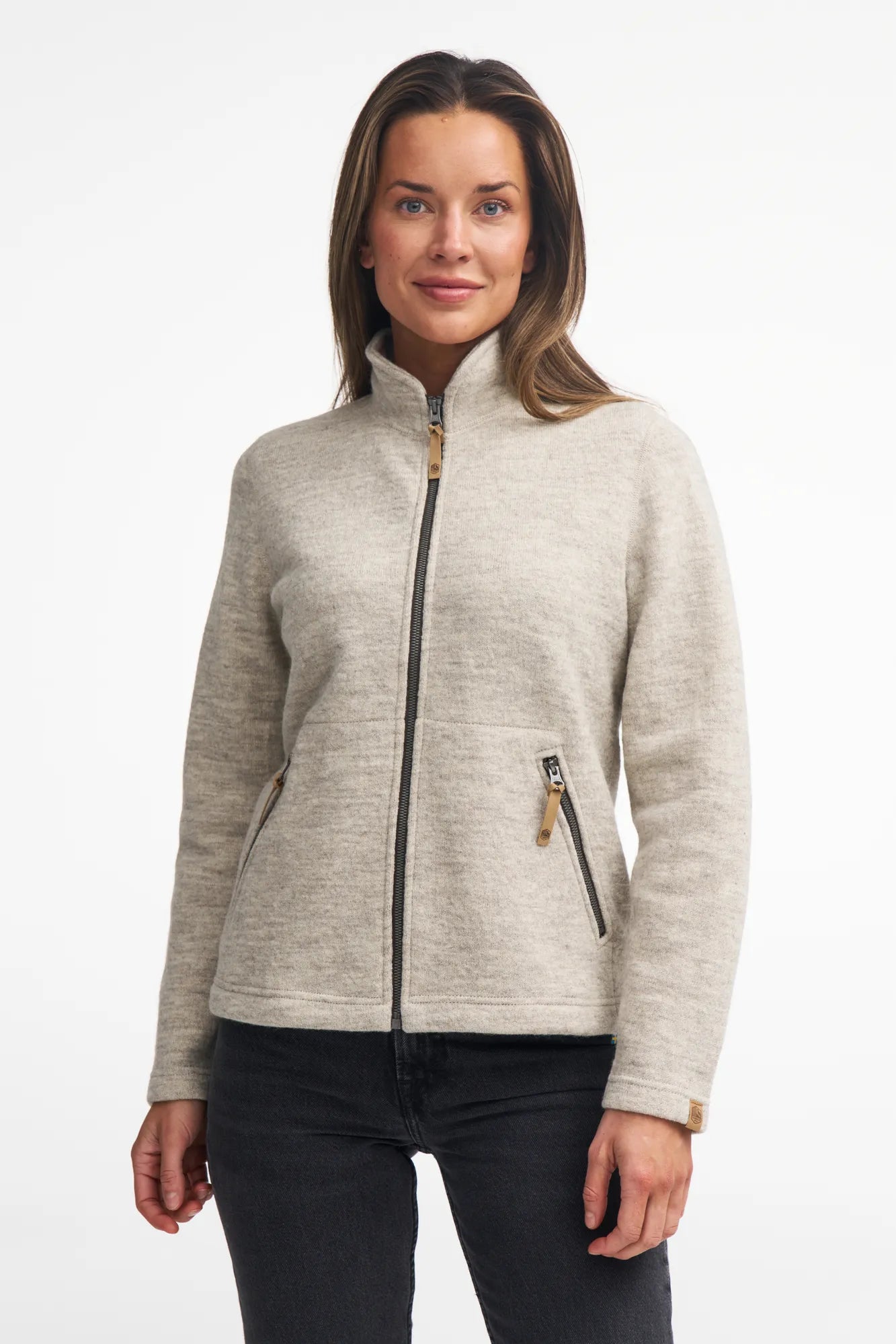 NLS TWIG FULL ZIP, 100% OFÄRGAD ULL — BIRCH - Ivanhoe of Sweden
