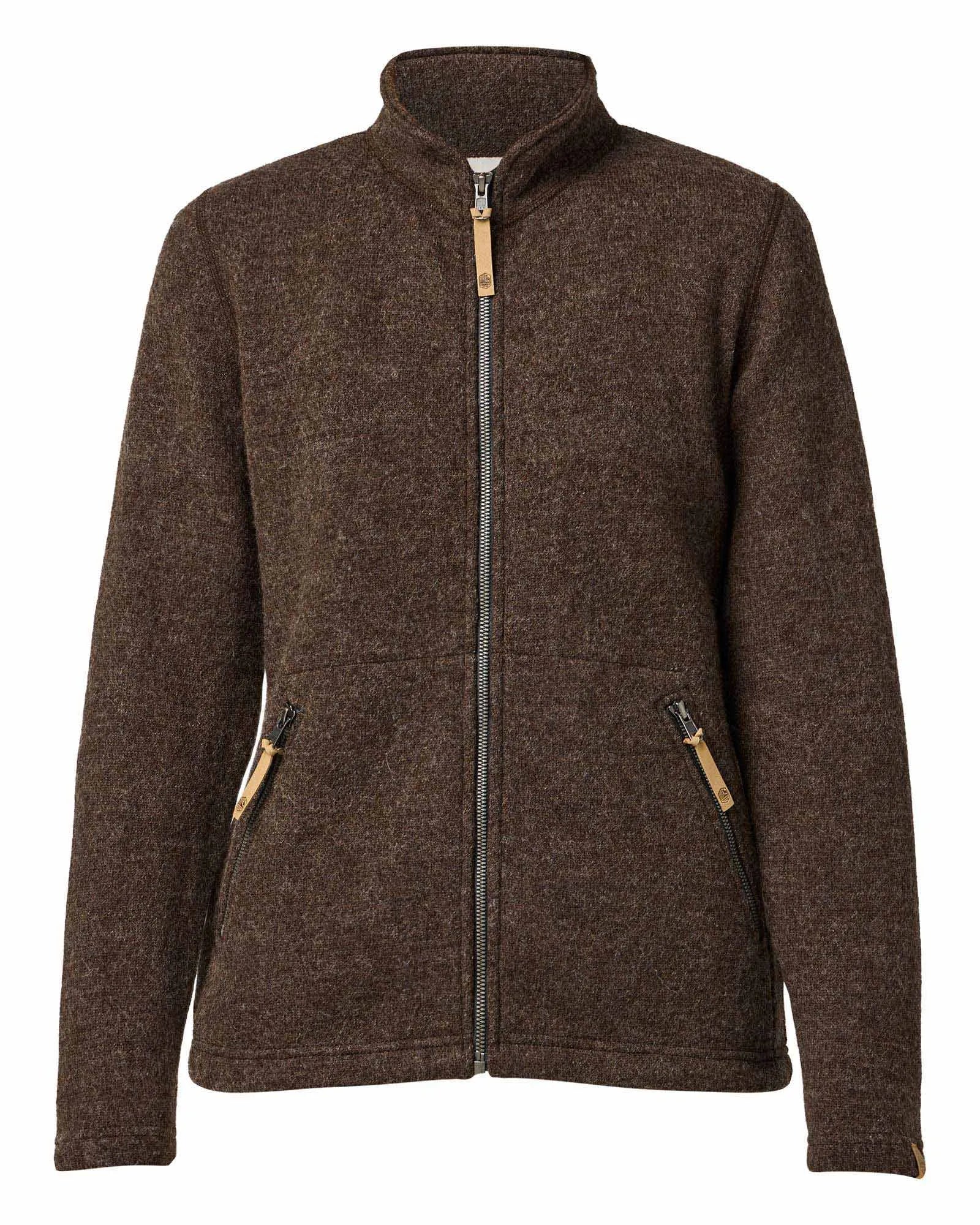 NLS TWIG FULL ZIP, 100% OFÄRGAD ULL — CHOCOLATE - Ivanhoe of Sweden