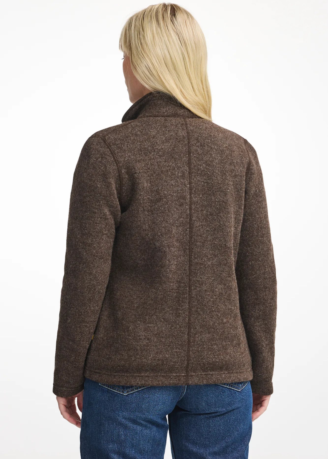 NLS TWIG FULL ZIP, 100% OFÄRGAD ULL — CHOCOLATE - Ivanhoe of Sweden