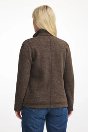 NLS TWIG FULL ZIP, 100% OFÄRGAD ULL — CHOCOLATE - Ivanhoe of Sweden