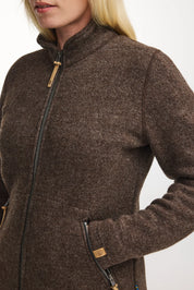 NLS TWIG FULL ZIP, 100% OFÄRGAD ULL — CHOCOLATE - Ivanhoe of Sweden