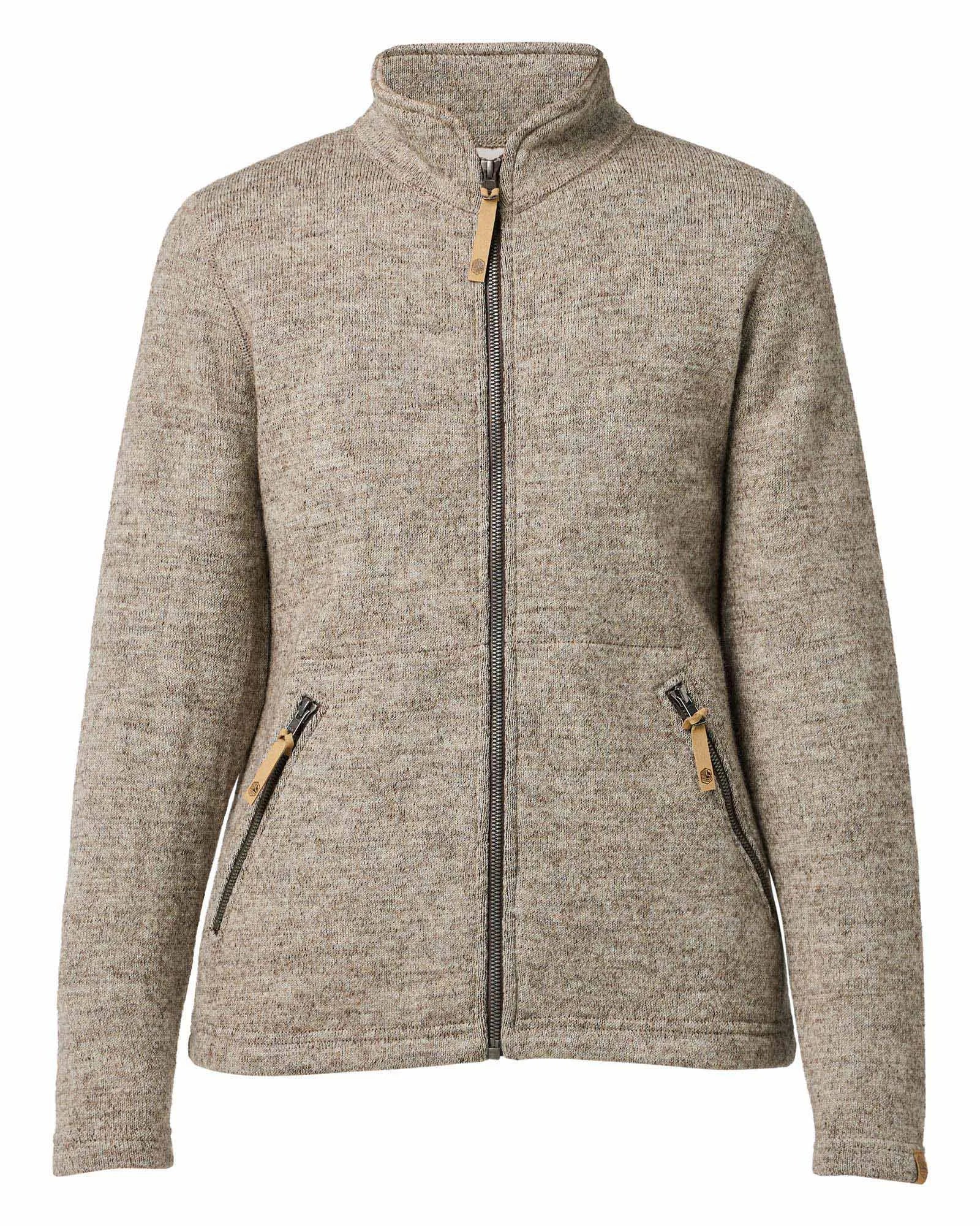 NLS TWIG FULL ZIP, 100% OFÄRGAD ULL — LATTE - Ivanhoe of Sweden