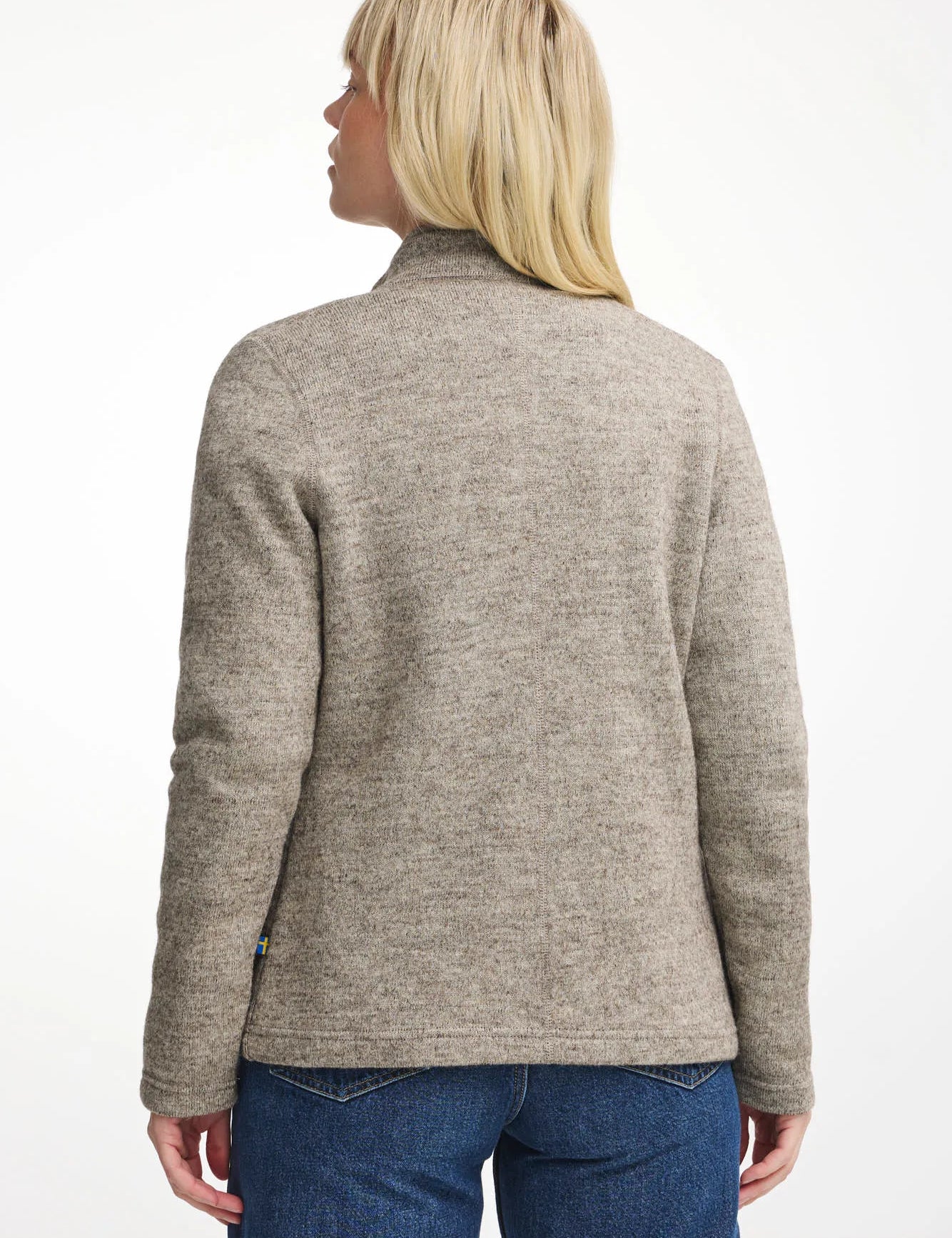 NLS TWIG FULL ZIP, 100% OFÄRGAD ULL — LATTE - Ivanhoe of Sweden