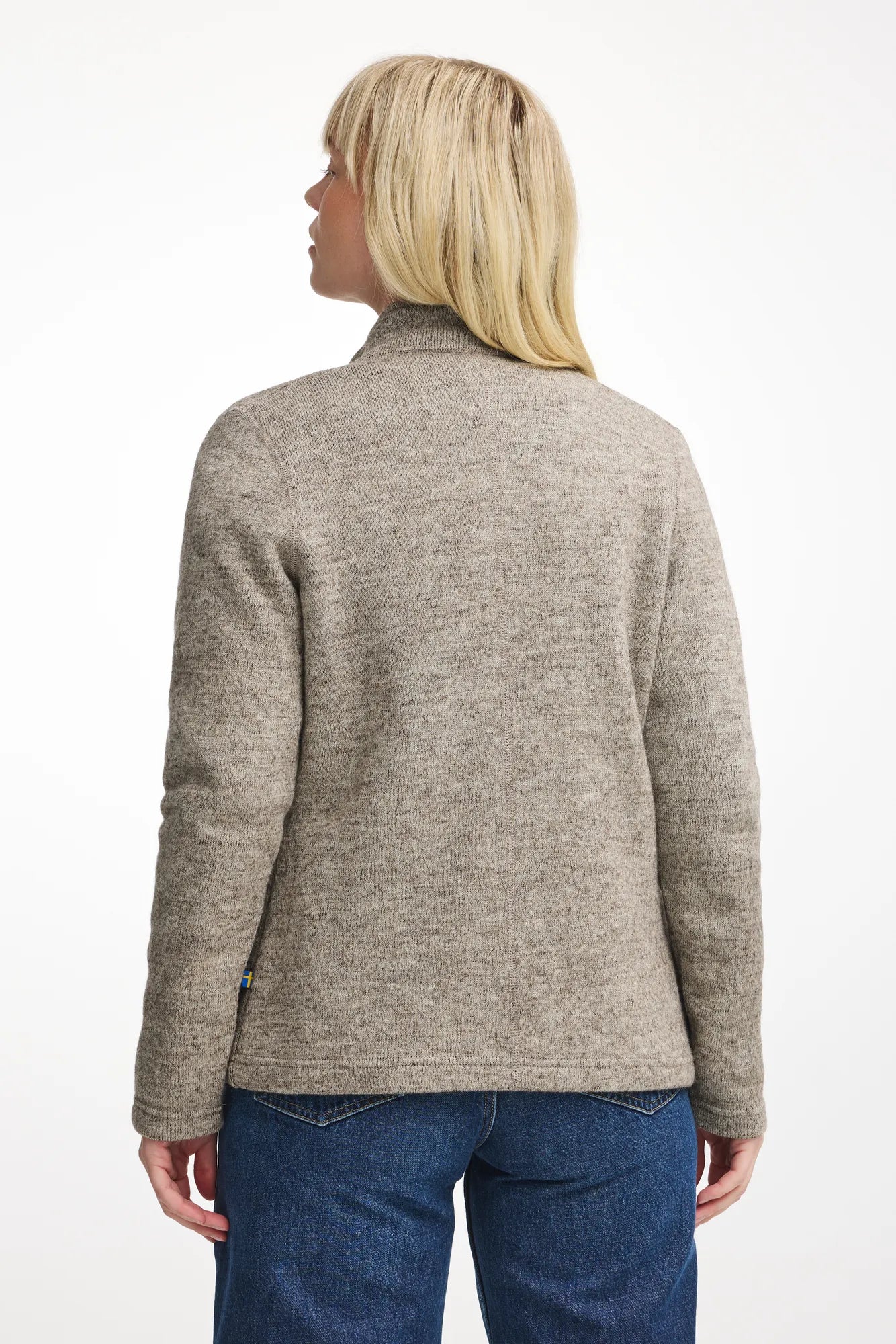 NLS TWIG FULL ZIP, 100% OFÄRGAD ULL — LATTE - Ivanhoe of Sweden