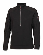 JANA HALF ZIP, 100% EXTRA FINE MERINOULL — BLACK - Ivanhoe of Sweden