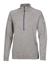 JANA HALF ZIP, 100% EXTRA FINE MERINOULL — GREY MARL - Ivanhoe of Sweden