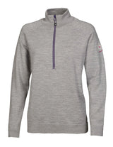JANA HALF ZIP, 100% MERINO WOOL EXTRAFINE — GREY MARL