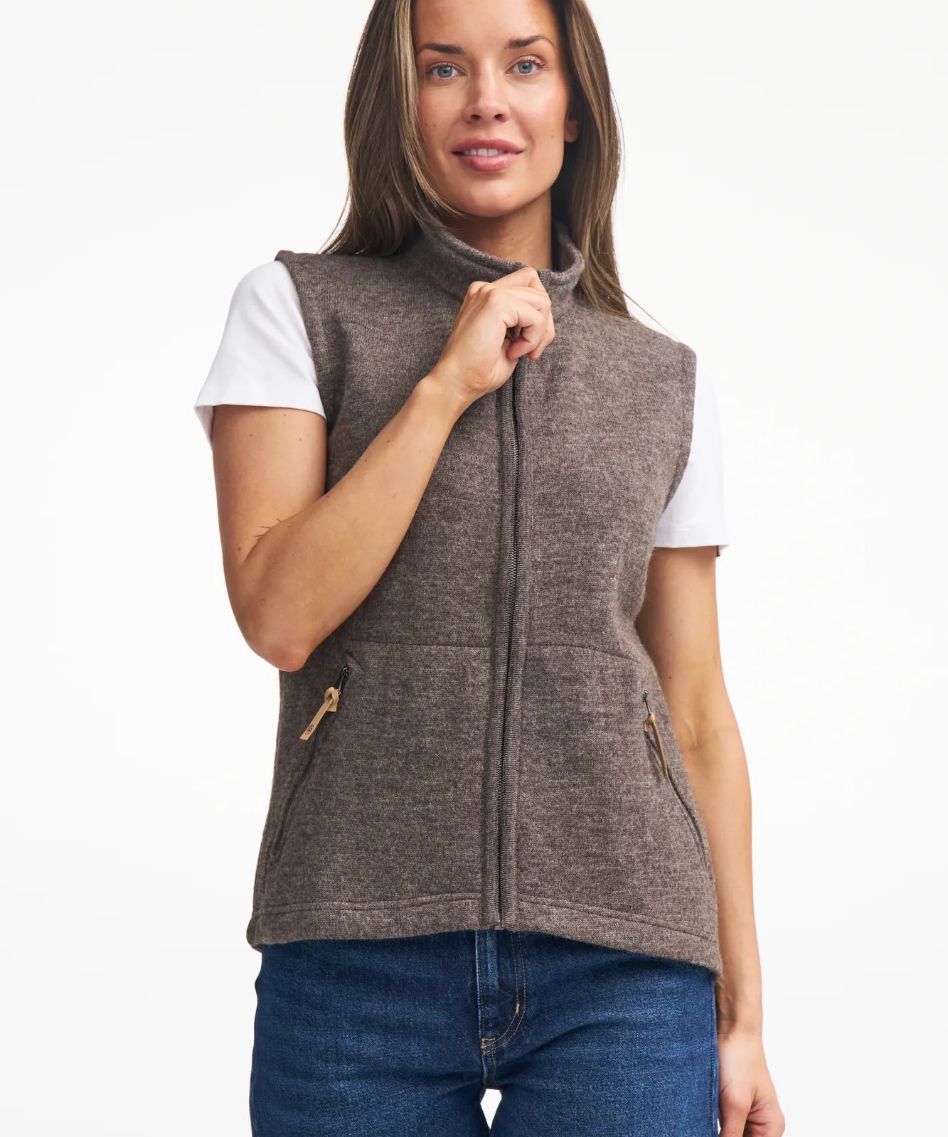 NLS COCO VEST, 100% OFÄRGAD ULL — NUTMEG - Ivanhoe of Sweden