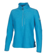 BONNIE HALF ZIP, 98% WOOL — TURQUOISE