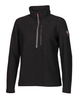BONNIE HALF ZIP, 98% WOOL — BLACK