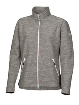 LEONA FULL ZIP, 98% WOOL — GREY MARL