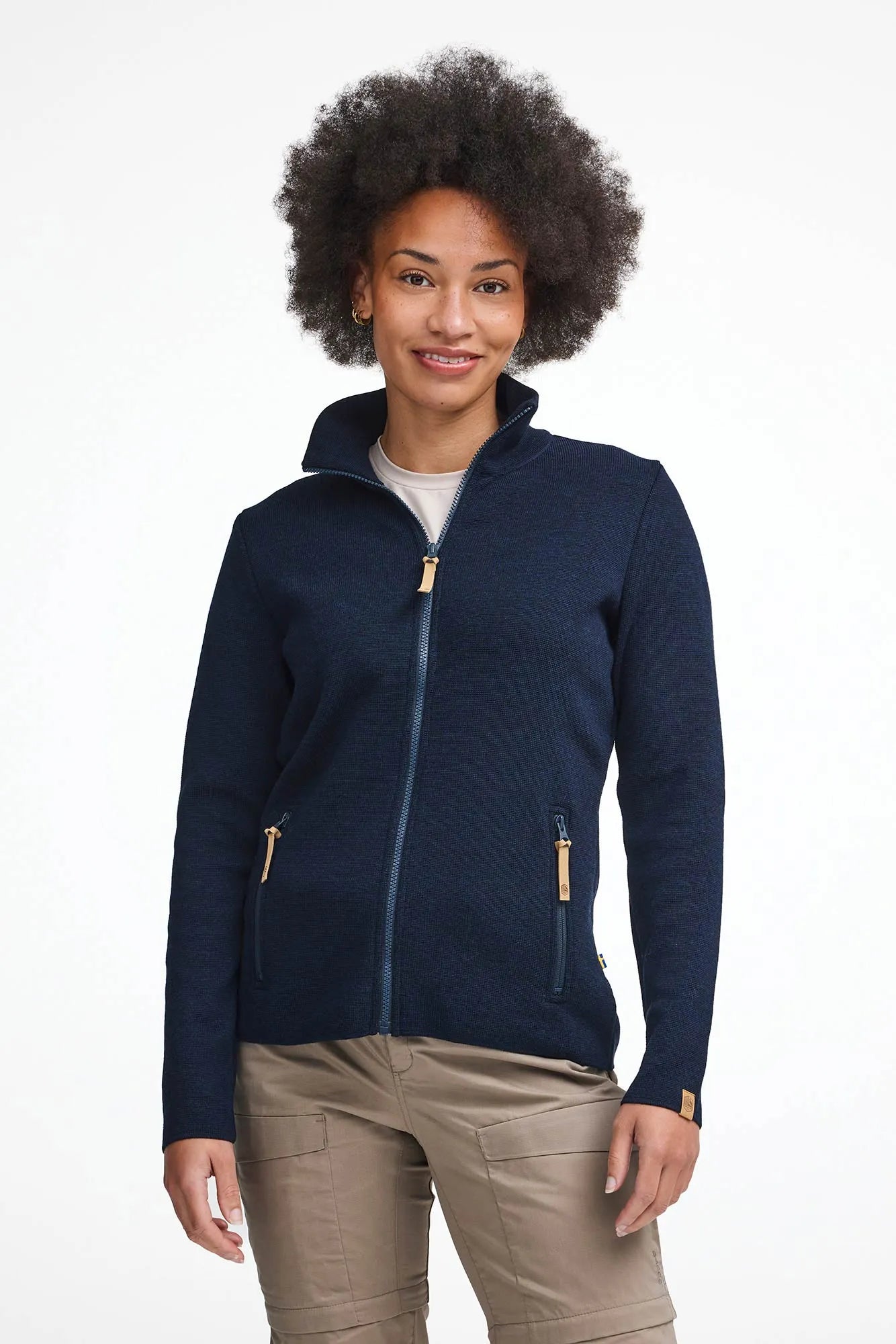 HANNA FULL ZIP 100% MERINOULL — NAVY - Ivanhoe of Sweden