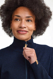 HANNA FULL ZIP 100% MERINOULL — NAVY - Ivanhoe of Sweden