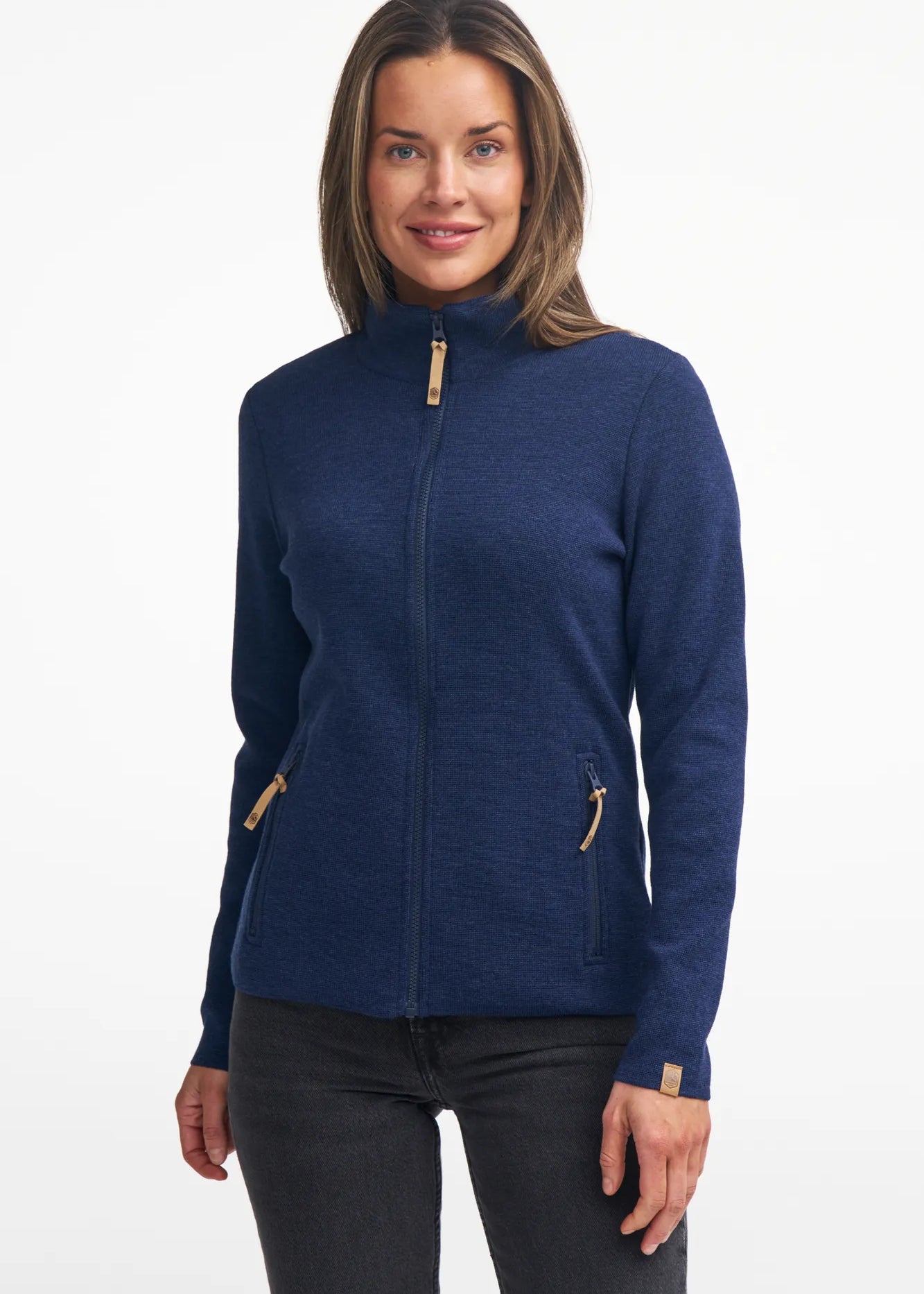 HANNA FULL ZIP 100% MERINOULL — STEELBLUE - Ivanhoe of Sweden