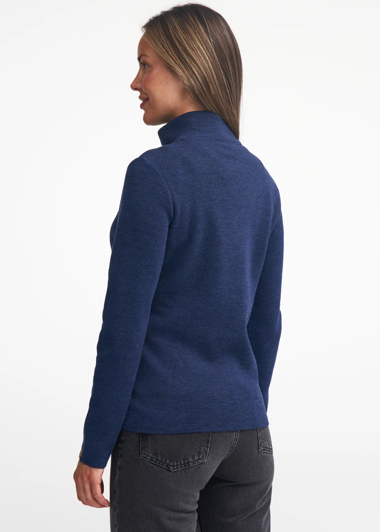 HANNA FULL ZIP 100% MERINOULL — STEELBLUE - Ivanhoe of Sweden