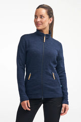 VANJA FULL ZIP, 69% WOOL — LIGHT NAVY