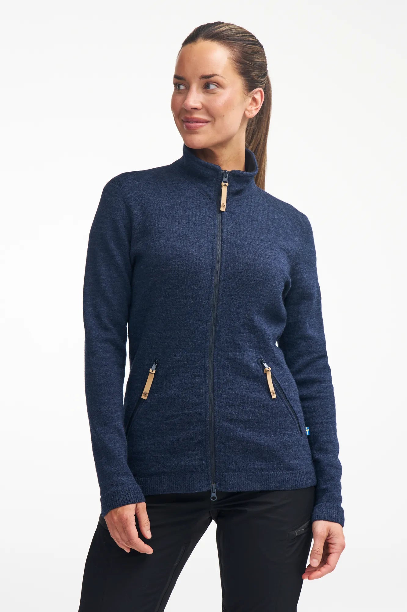VANJA FULL ZIP, 69% ULL — BLACK - Ivanhoe of Sweden