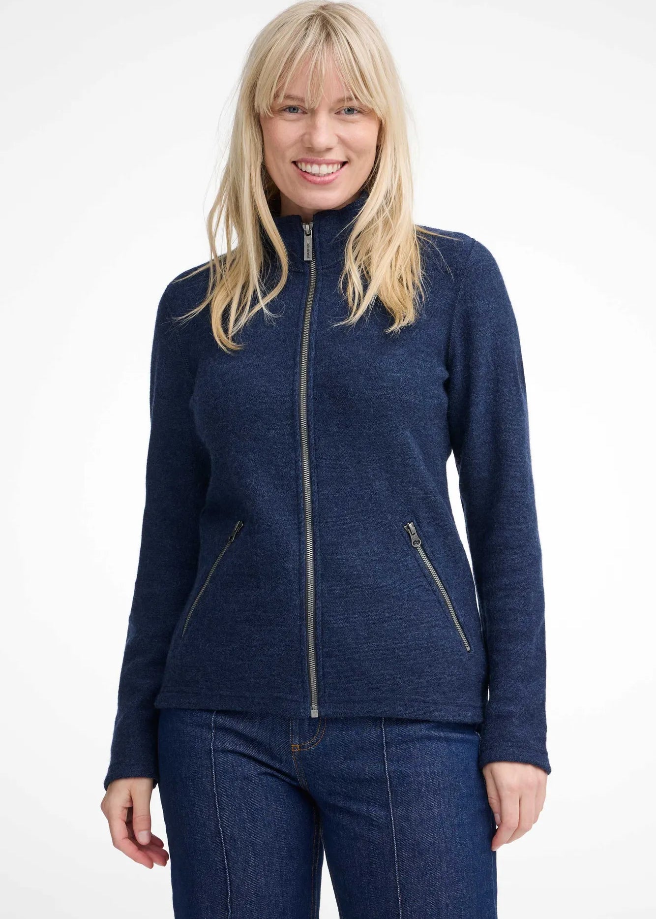 BELLA FULL ZIP, 60% FILTAD ULL, 40% LYOCELL — LIGHT NAVY - Ivanhoe of Sweden