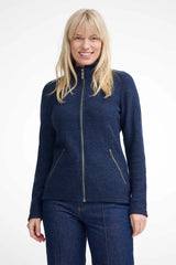 BELLA FULL ZIP, 60% BOILED WOOL, 40% LYCOCELL — LIGHT NAVY