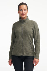 BELLA FULL ZIP, 60% BOILED WOOL, 40% LYCOCELL — LICHEN GREEN