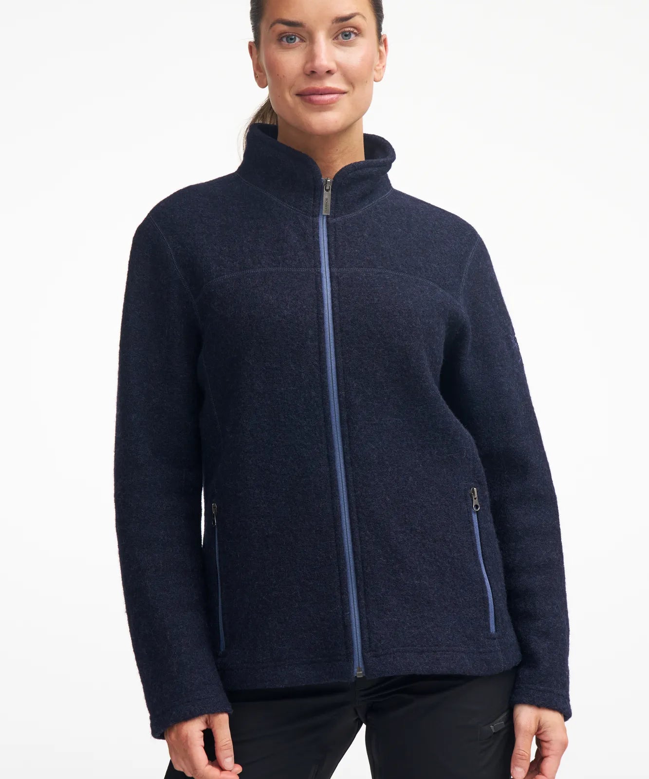 BEATA FULL ZIP, 100% FILTAD ULL — LIGHT NAVY - Ivanhoe of Sweden