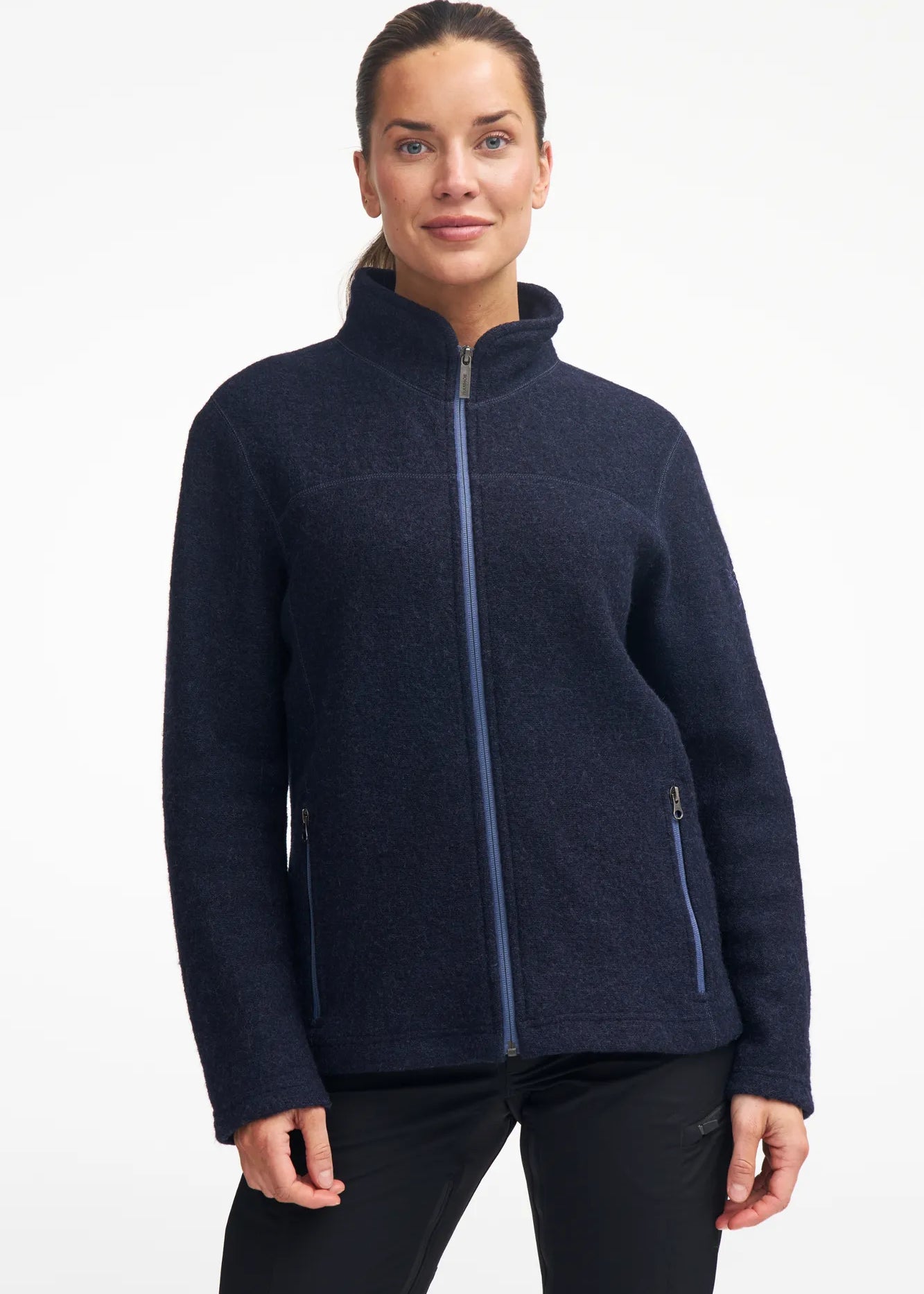 BEATA FULL ZIP, 100% FILTAD ULL — LIGHT NAVY - Ivanhoe of Sweden