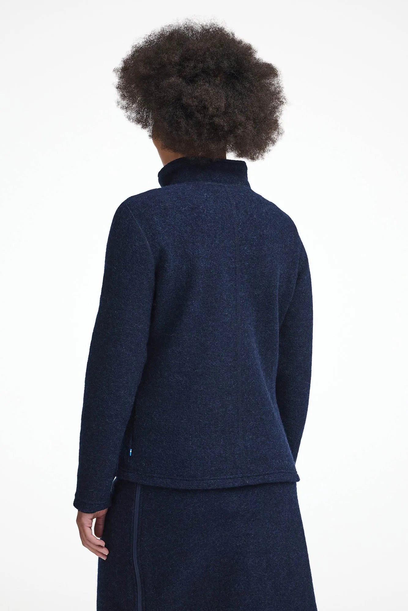 BEATA FULL ZIP, 100% FILTAD ULL — LIGHT NAVY - Ivanhoe of Sweden