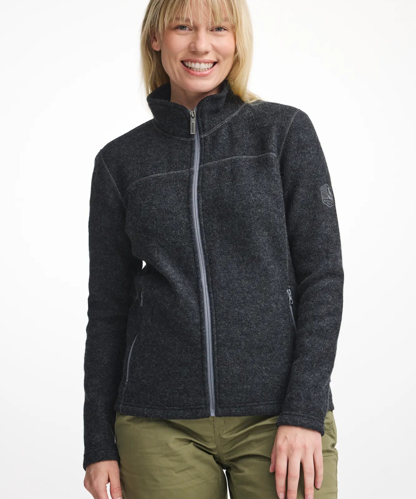 BEATA FULL ZIP, 100% FILTAD ULL — GRAPHITE MARL - Ivanhoe of Sweden