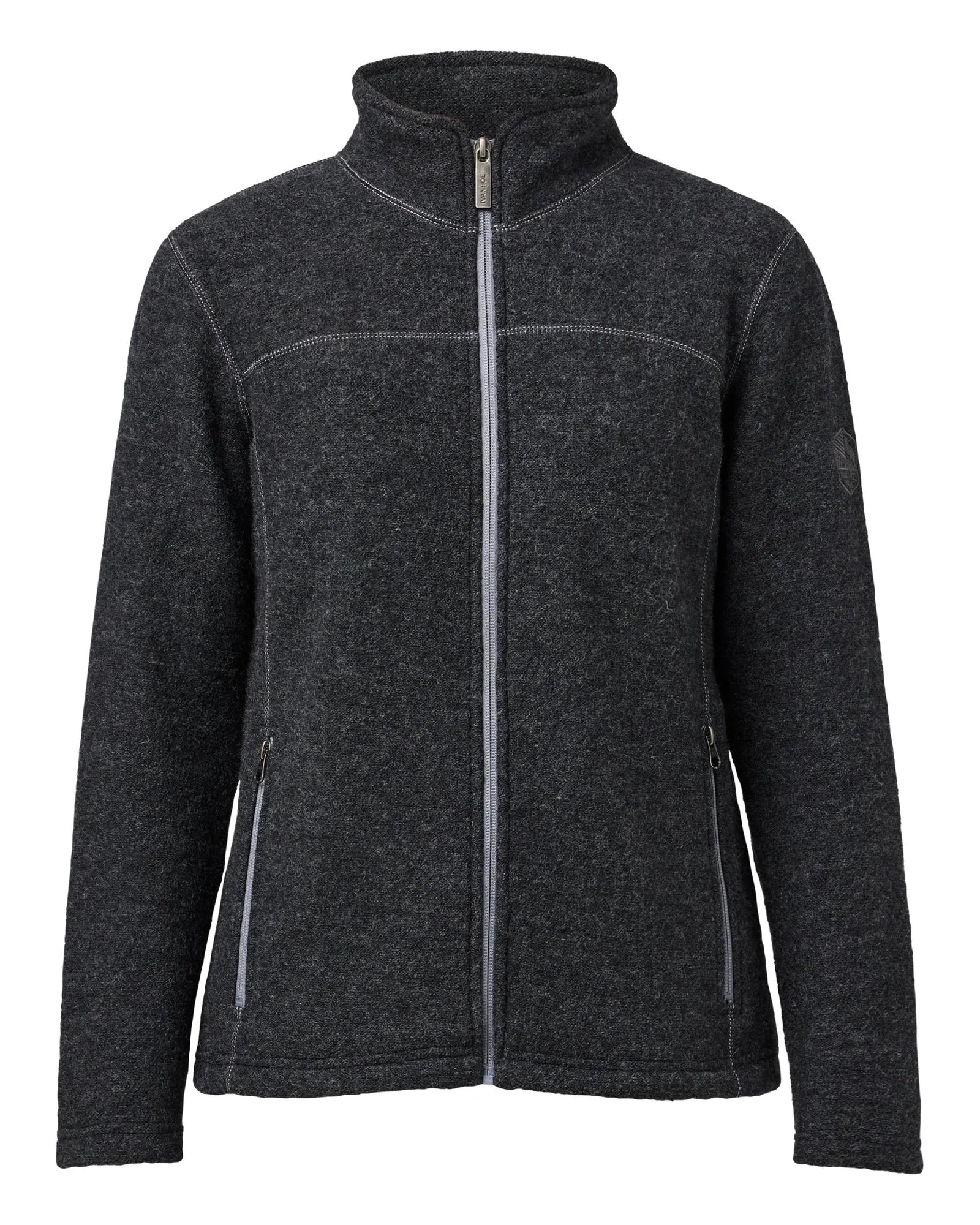 BEATA FULL ZIP, 100% FILTAD ULL — GRAPHITE MARL - Ivanhoe of Sweden