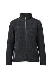 BEATA FULL ZIP, 100% FILTAD ULL — GRAPHITE MARL - Ivanhoe of Sweden