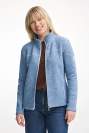 BEATA FULL ZIP, 100% FILTAD ULL — FADED DENIM - Ivanhoe of Sweden