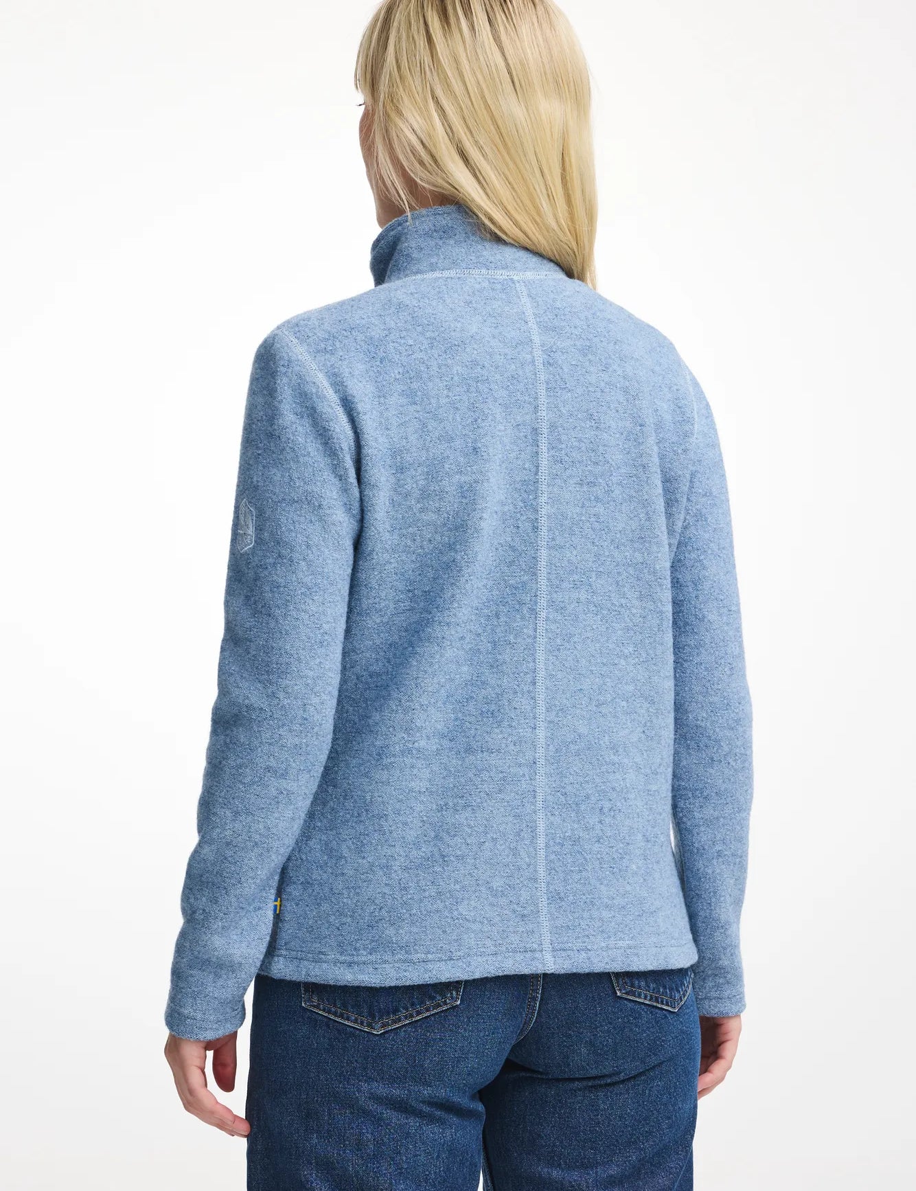 BEATA FULL ZIP, 100% FILTAD ULL — FADED DENIM - Ivanhoe of Sweden
