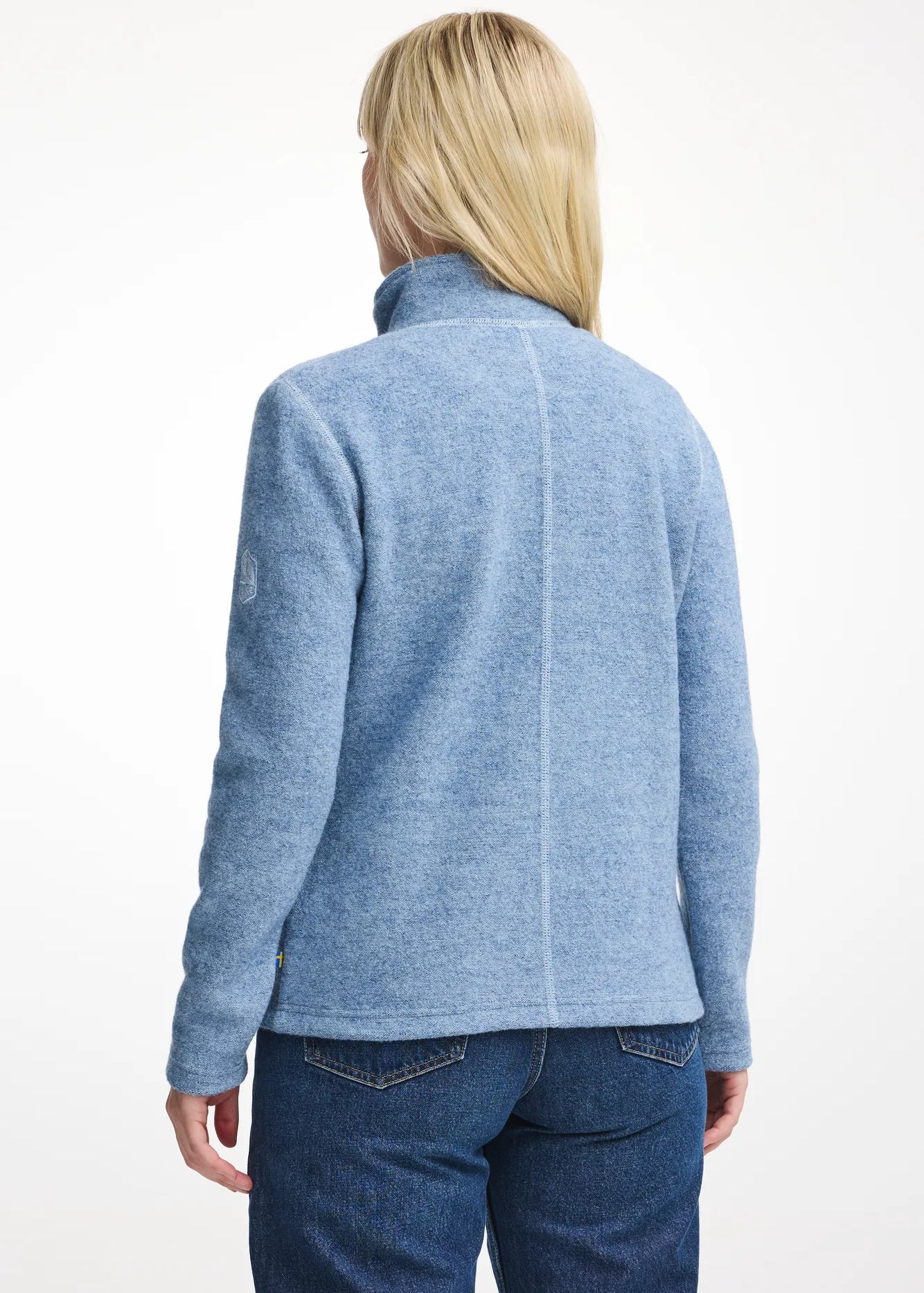 BEATA FULL ZIP, 100% FILTAD ULL — FADED DENIM - Ivanhoe of Sweden