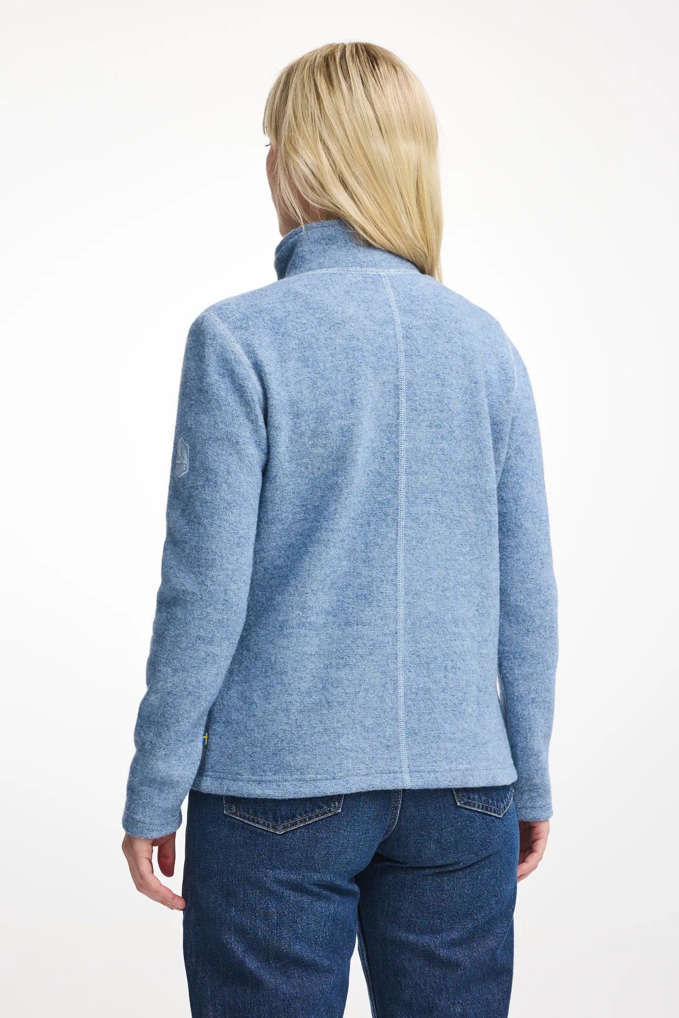 BEATA FULL ZIP, 100% FILTAD ULL — FADED DENIM - Ivanhoe of Sweden