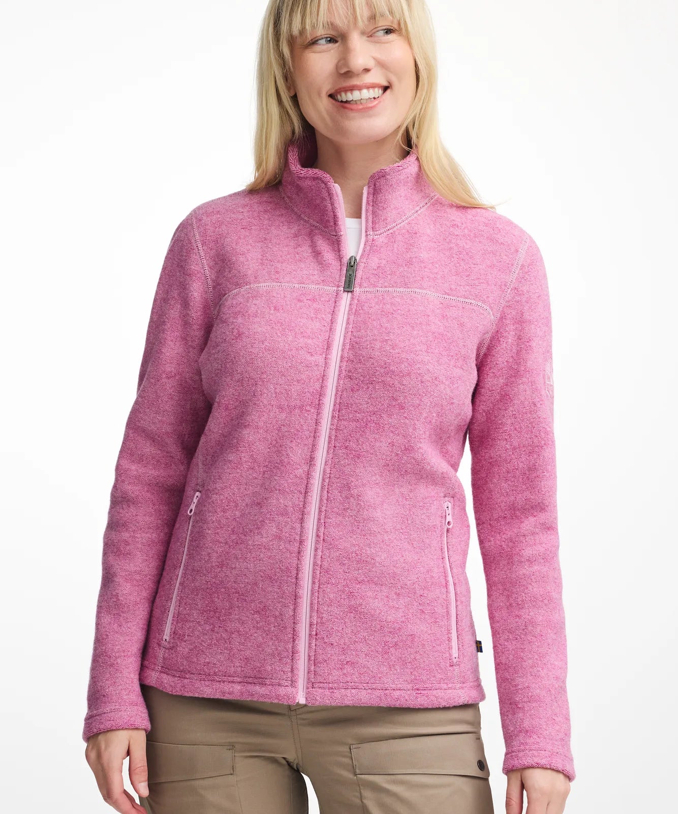 BEATA FULL ZIP, 100% FILTAD ULL — FUCHSIA PINK - Ivanhoe of Sweden