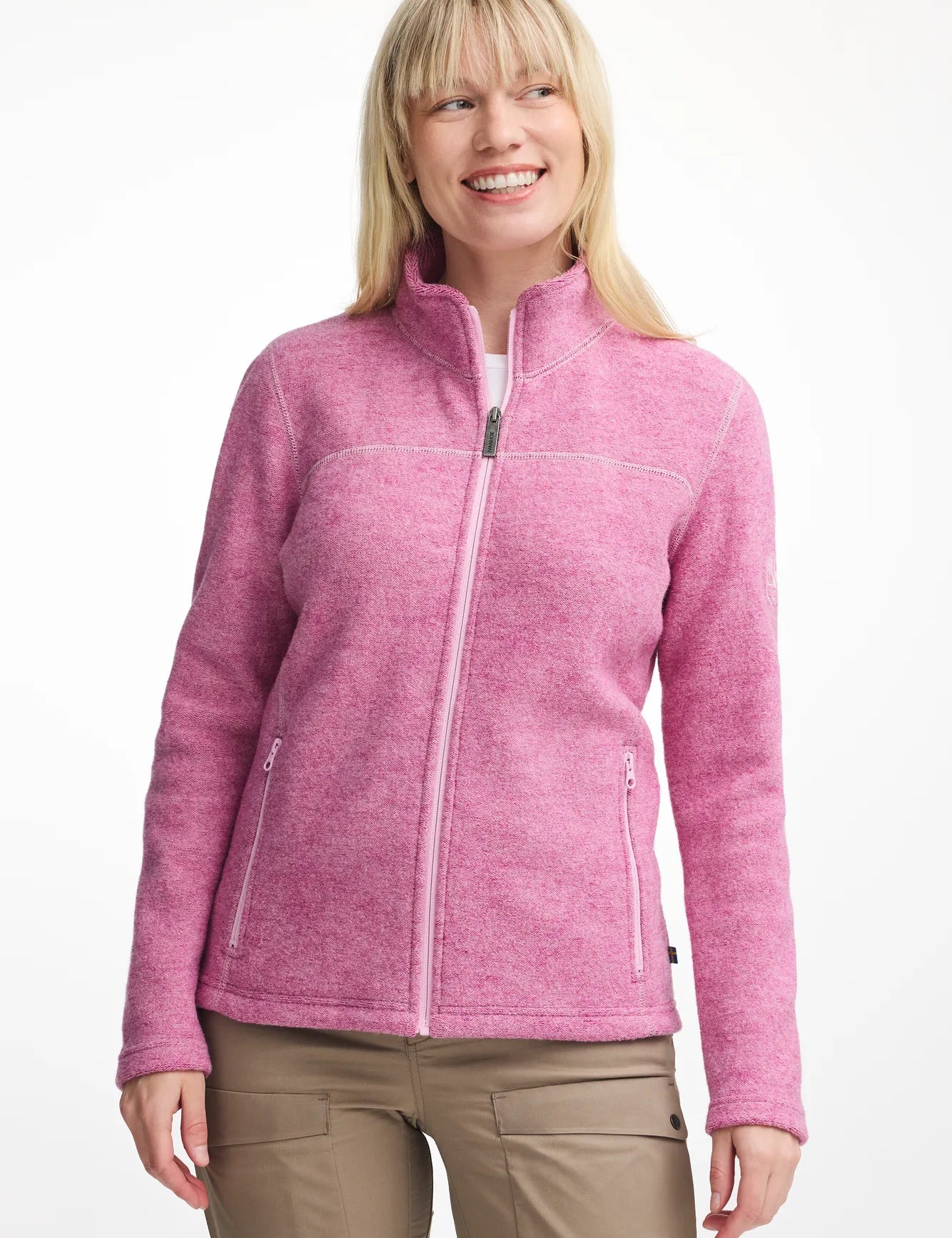 BEATA FULL ZIP, 100% FILTAD ULL — FUCHSIA PINK - Ivanhoe of Sweden