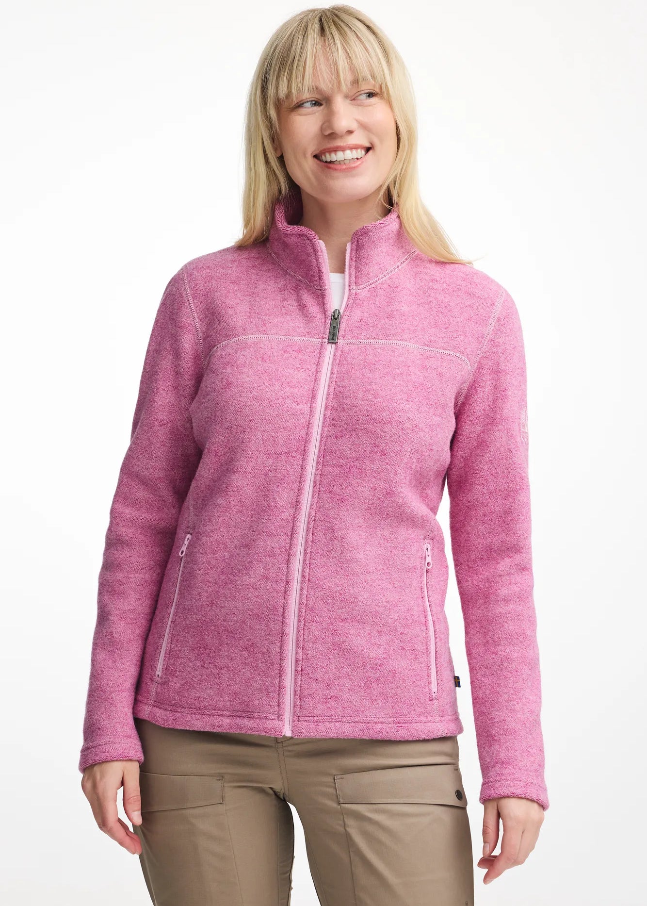 BEATA FULL ZIP, 100% FILTAD ULL — FUCHSIA PINK - Ivanhoe of Sweden