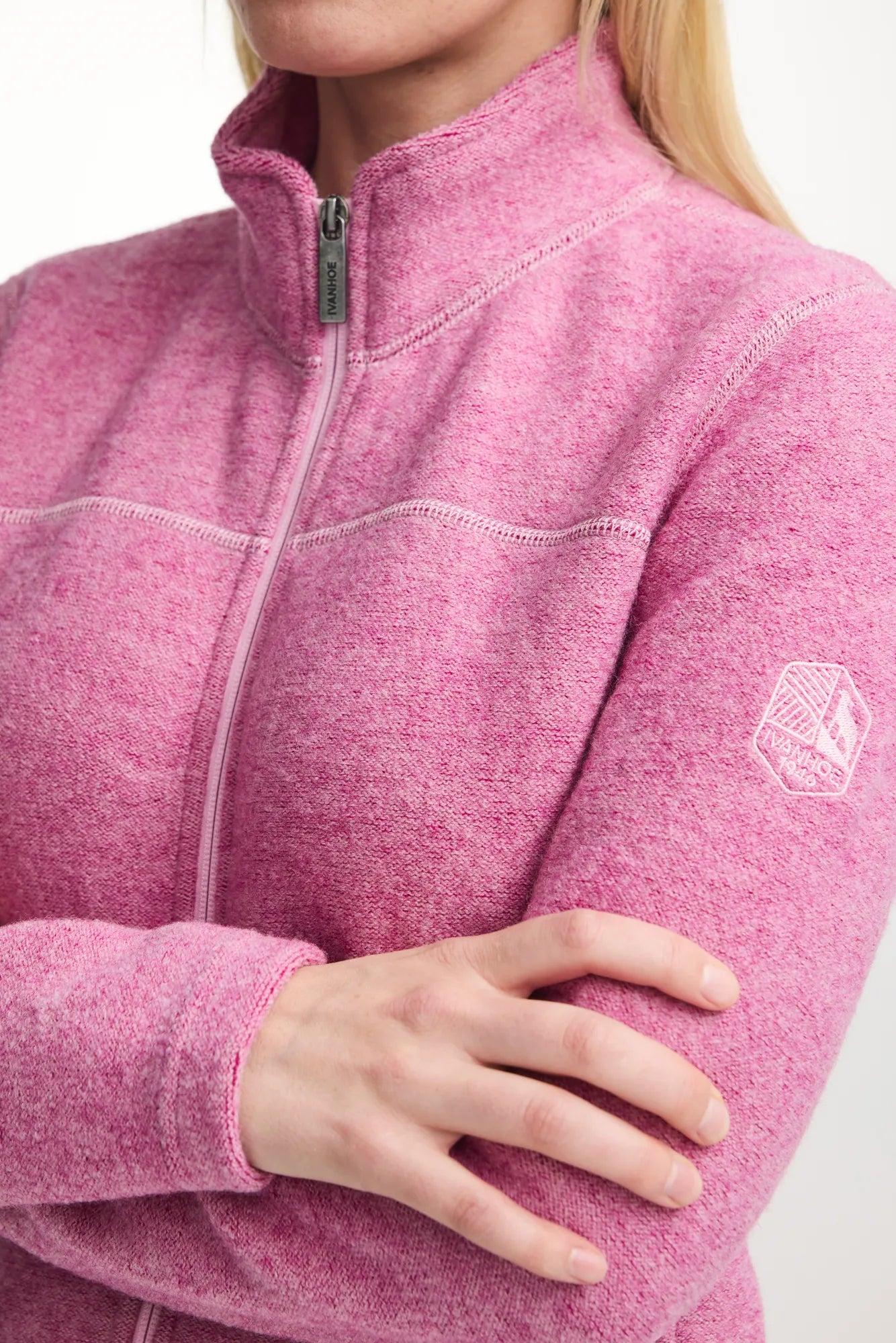 BEATA FULL ZIP, 100% FILTAD ULL — FUCHSIA PINK - Ivanhoe of Sweden